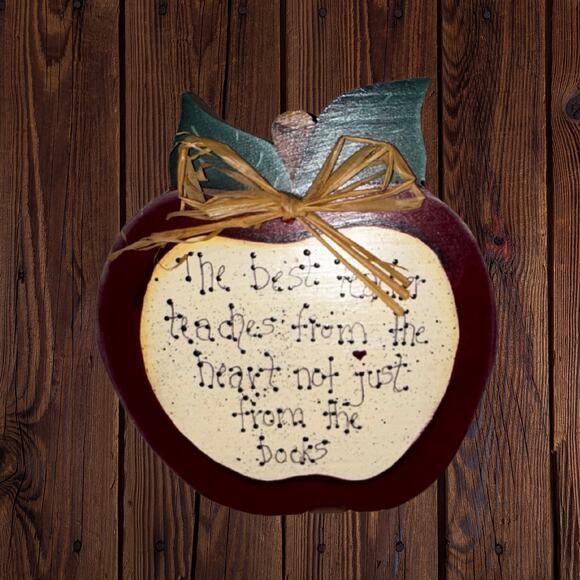Handmade Wooden Apple Plaque 1997 | Teacher Gift Rustic Farmhouse Decor - Picture 2 of 7